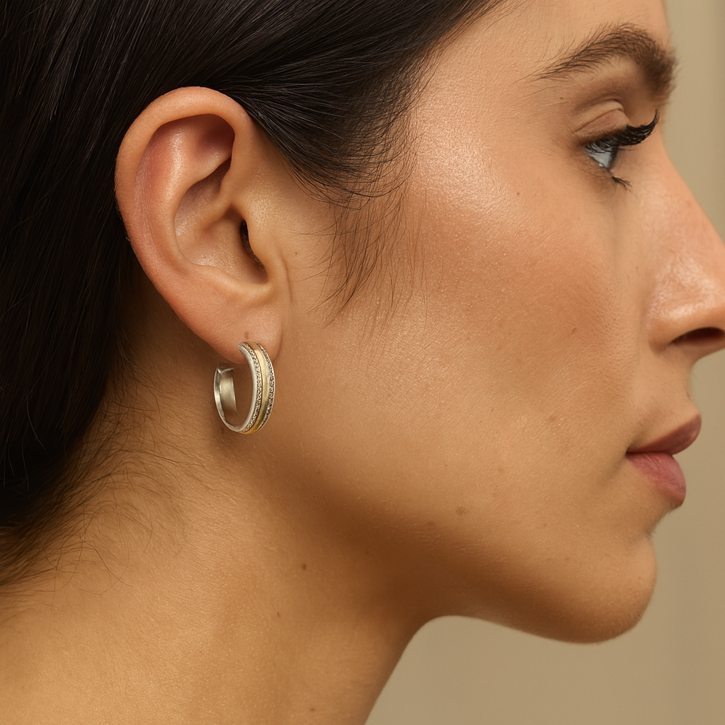 Mia - Orecchini vintage in argento con linea oro