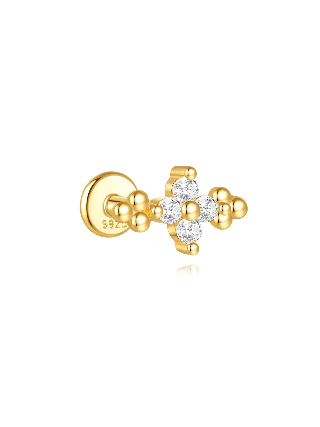 Lina – golden earrings with a filigree curvature.
