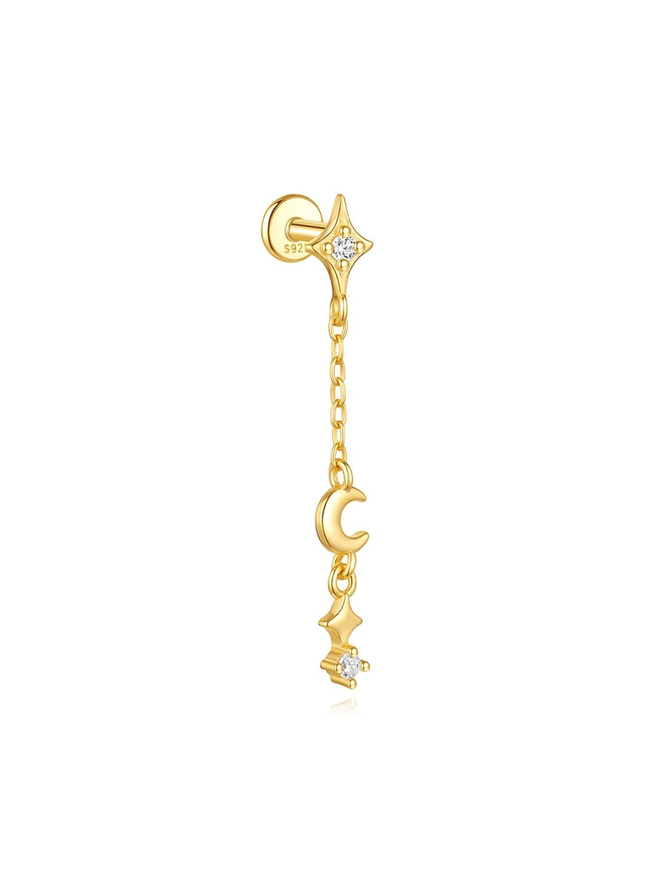 Lina – golden earrings with a filigree curvature.