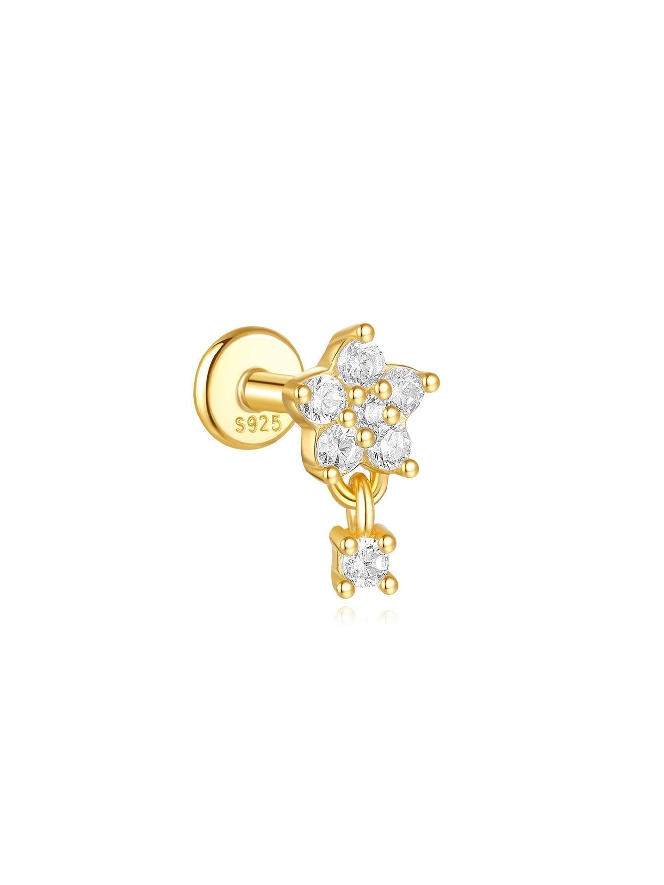 Lina – golden earrings with a filigree curvature.