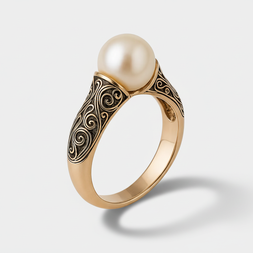 Theresia - Vintage Gold Ring with Pearls