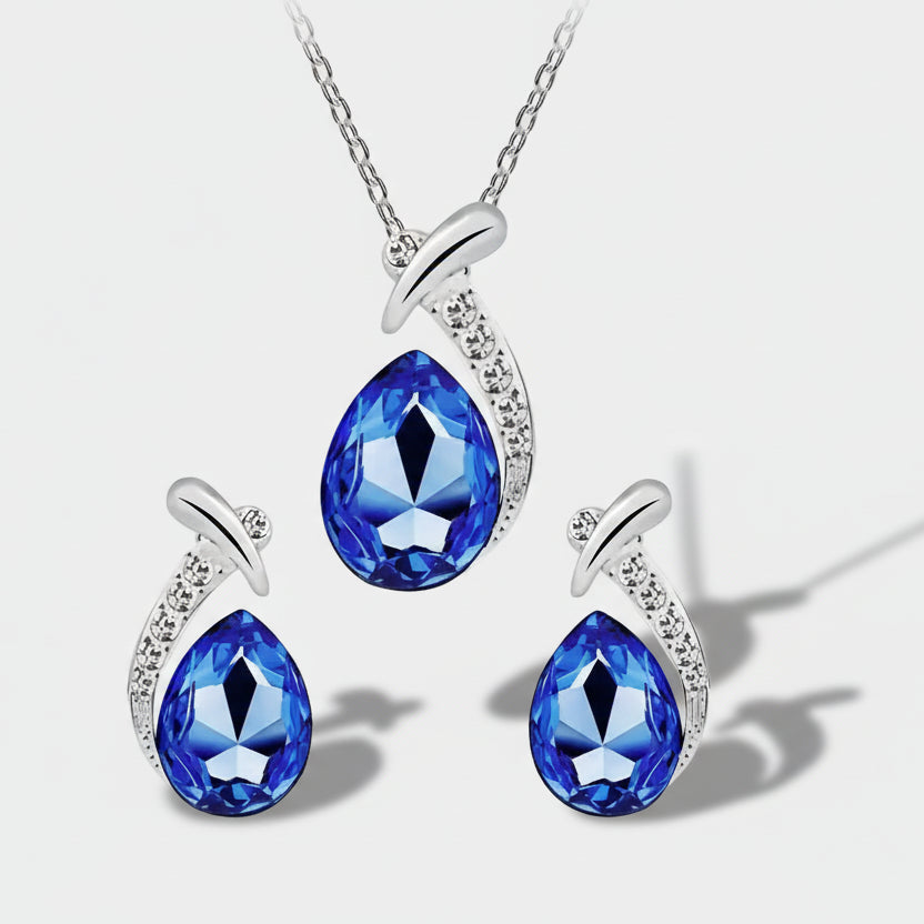 Helena – Jewelry set with blue drops.