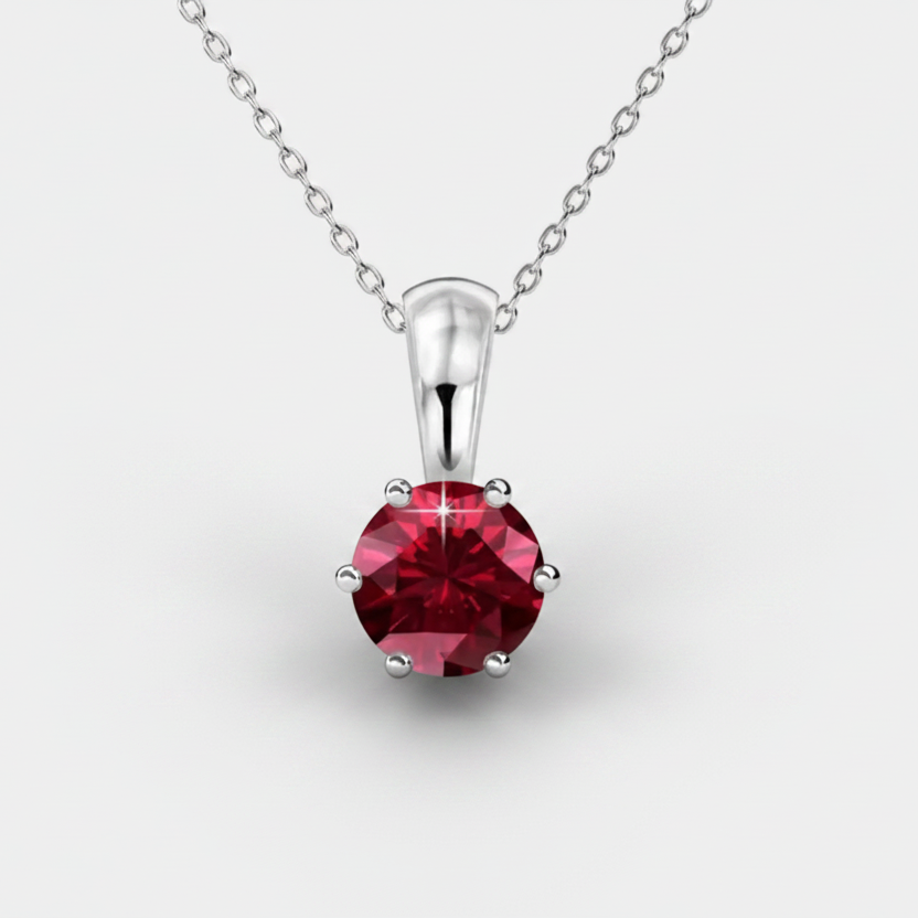 Monika-Luisa – Ruby pendant with a clear line.