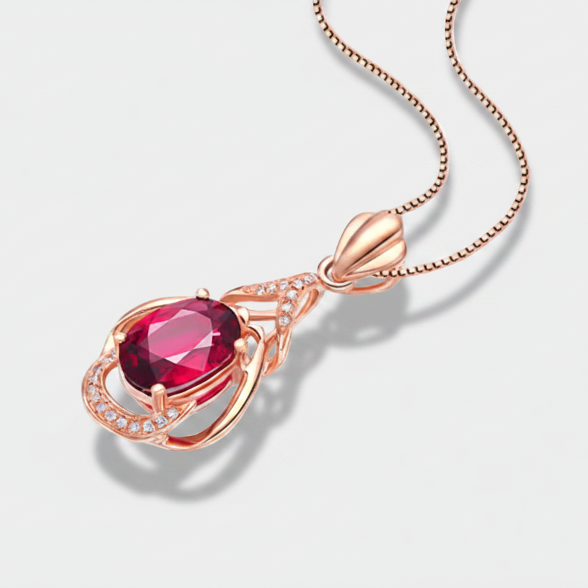 Eva – Ruby and Depth Pendant.