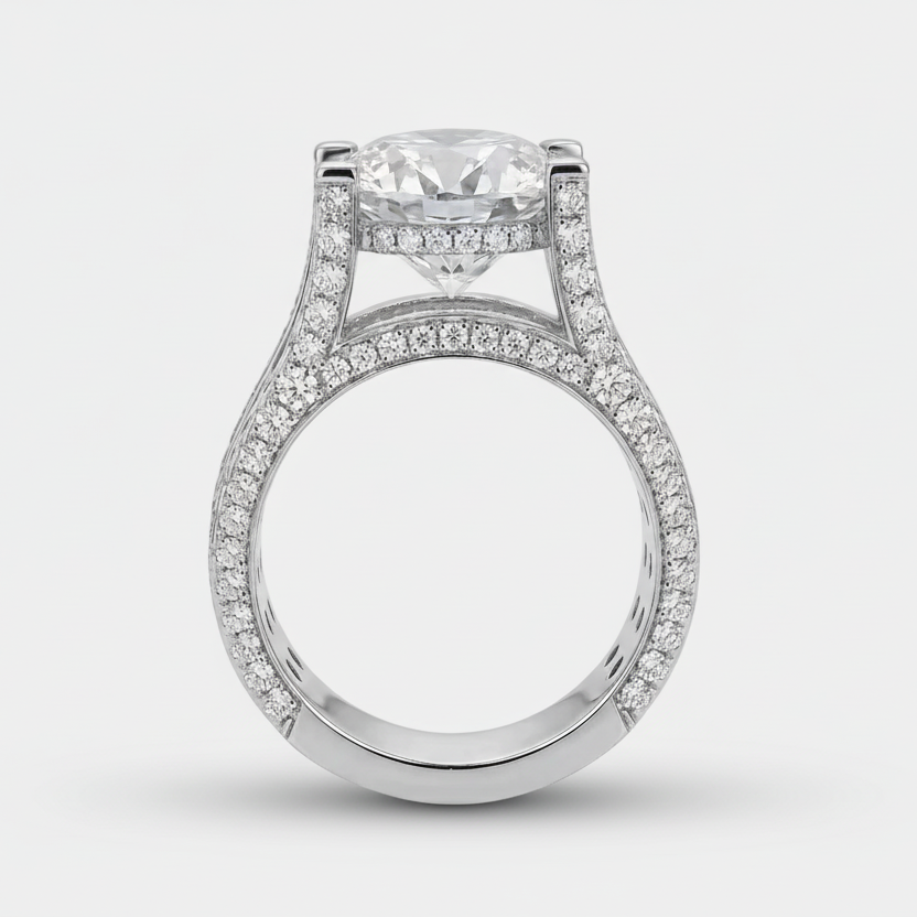 Jasmin – Ring with polished diamonds and vintage setting