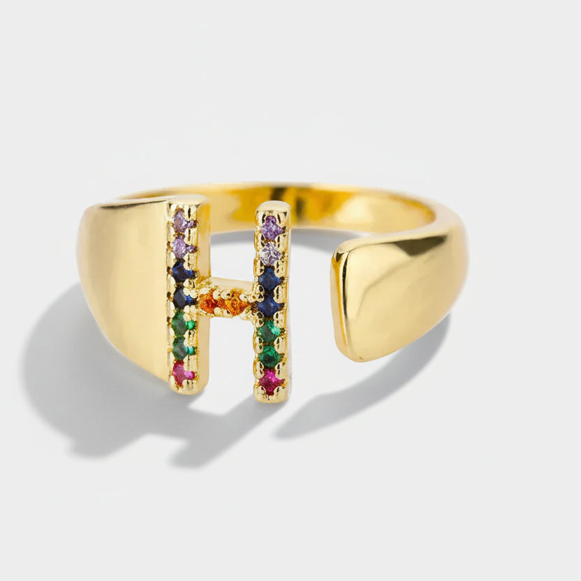 H - Gold Stainless Steel Initial Ring