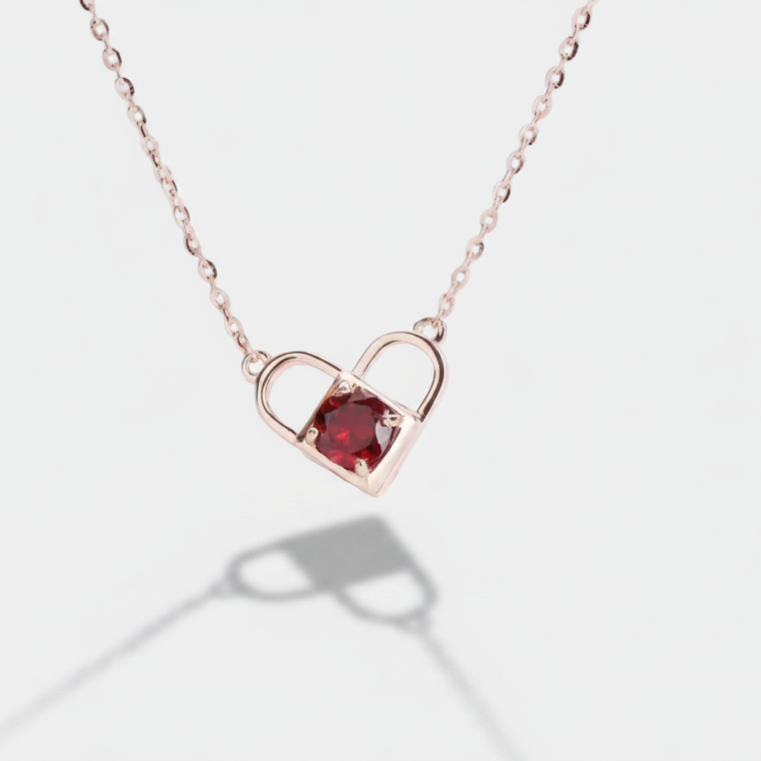 Nina – Delicate ruby necklace with two stones.