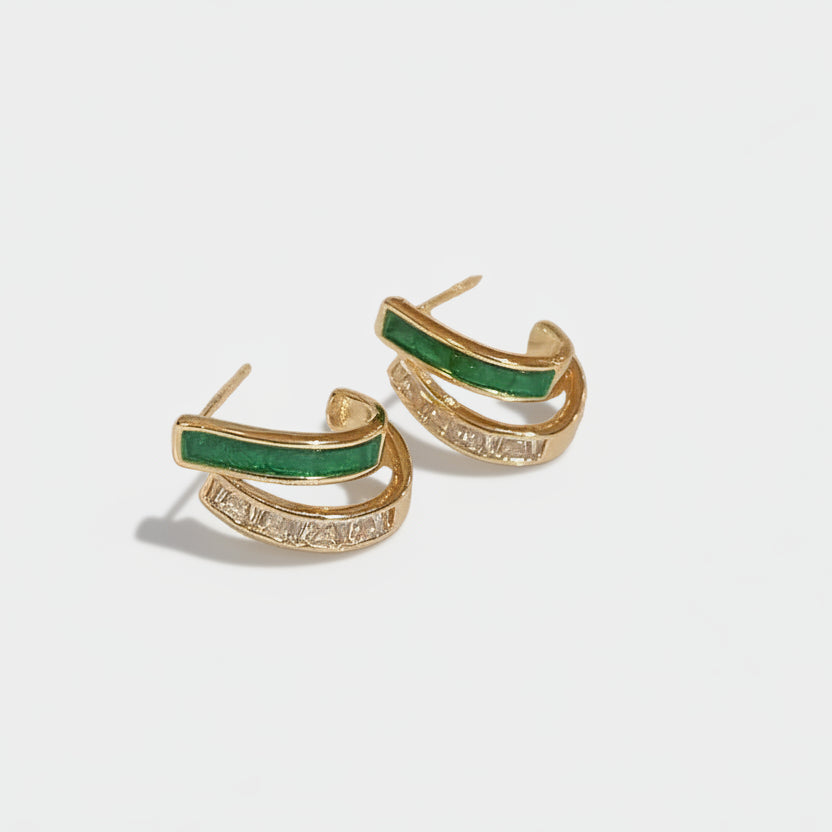 Karina – Square design emerald earrings.