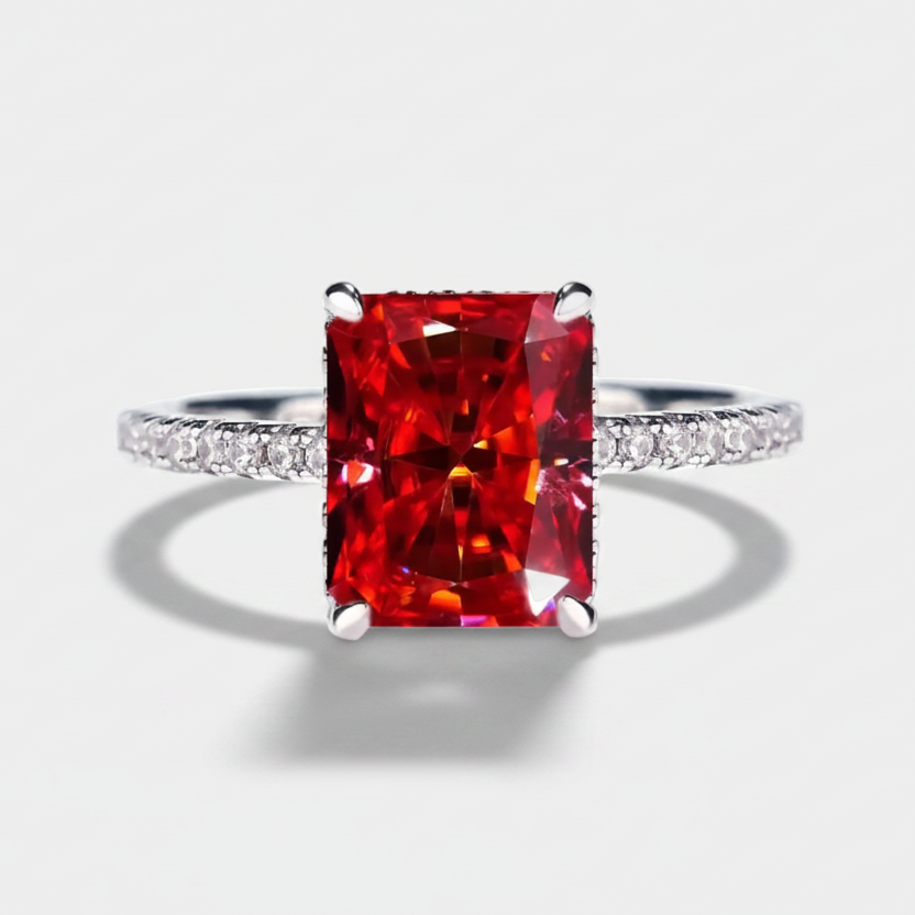 Leonora – Square ruby ring with silver setting