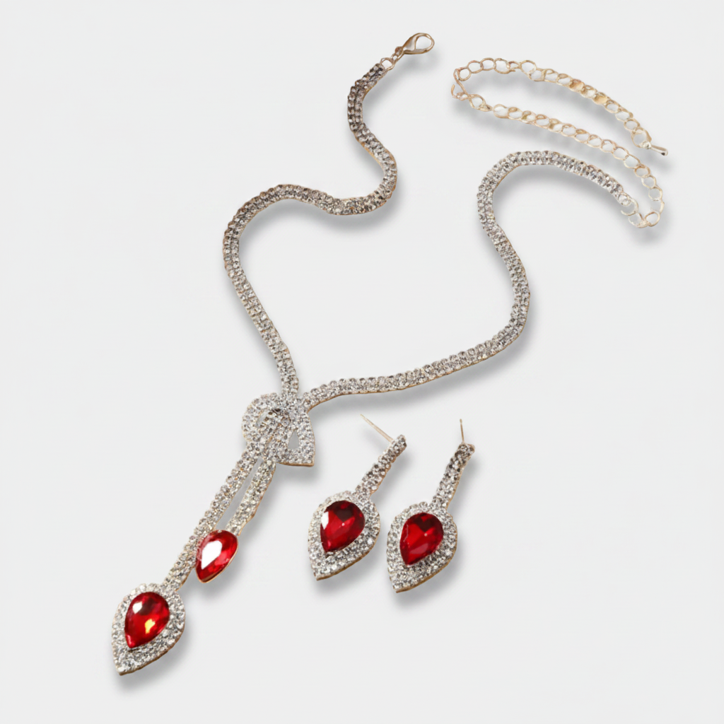 Kateřina – Ruby necklace with delicate elements.