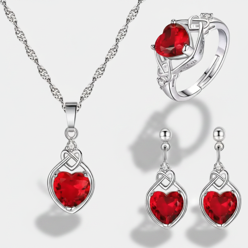 Annika – Set with classic ruby and glitter.