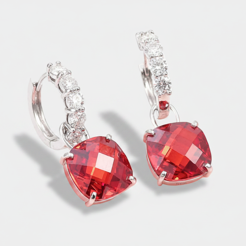 Klára-Marie – hoop earrings with ruby decoration.