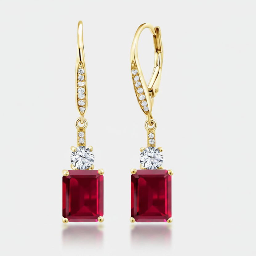 Renáta – Classically designed ruby earrings.