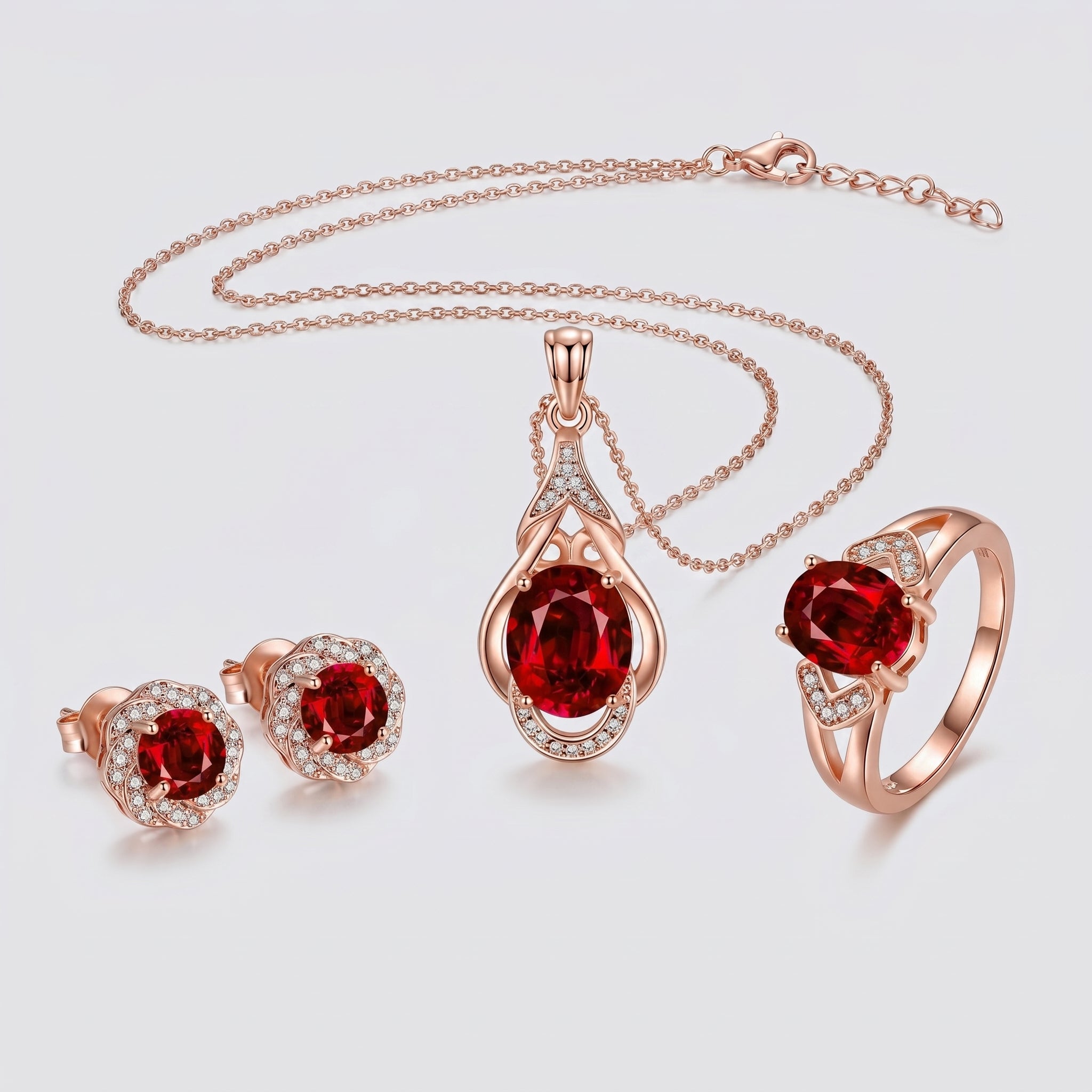 Ruby set with a subtle luster