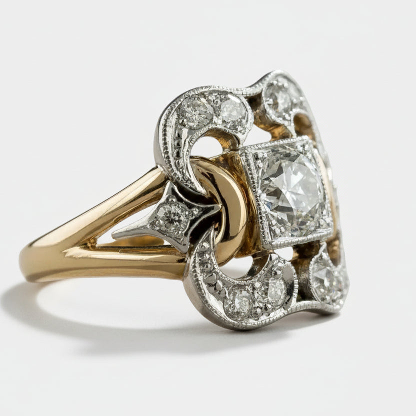 Markéta - Vintage Gold-Plated Ring with Zirconia