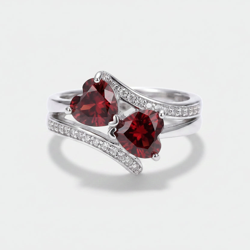 Johana – Delicate ruby ring with heart.