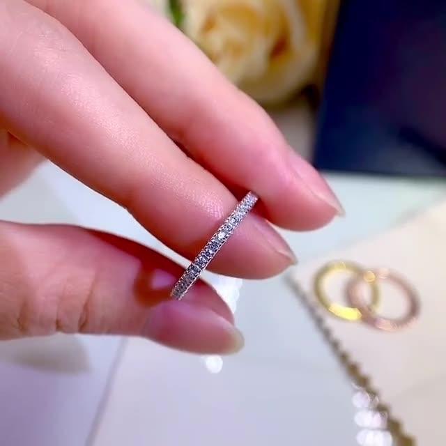 Alena – Narrow eternity ring with sparkling stones.