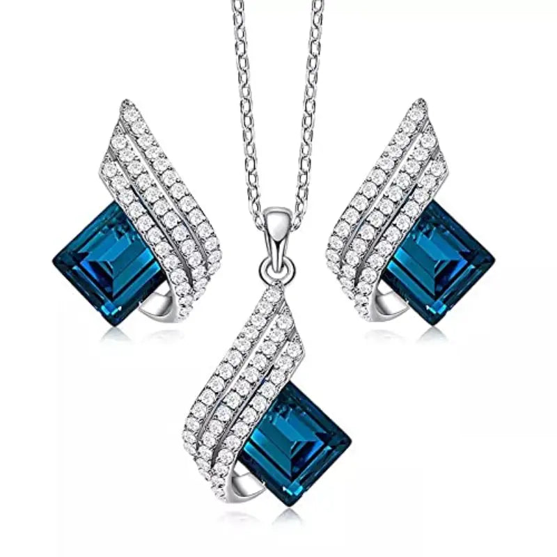 Marlena – Square sapphire jewelry set.