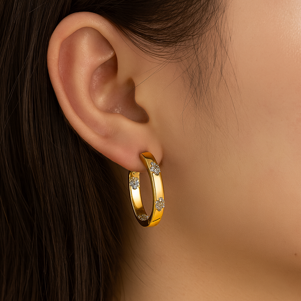 Aurelie - Orecchini vintage a forma di fiore in oro