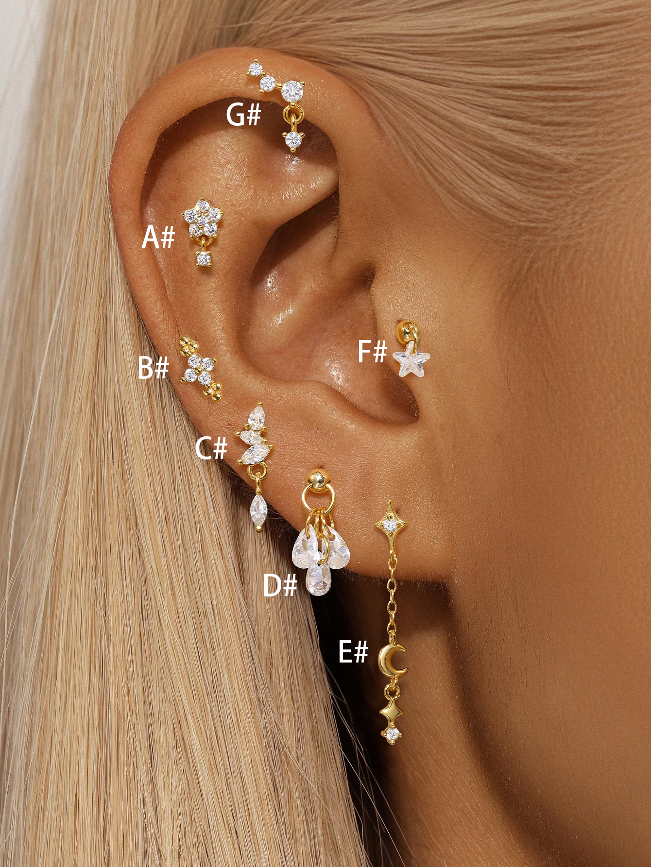 Selina – delicate gold earrings with moving detail.