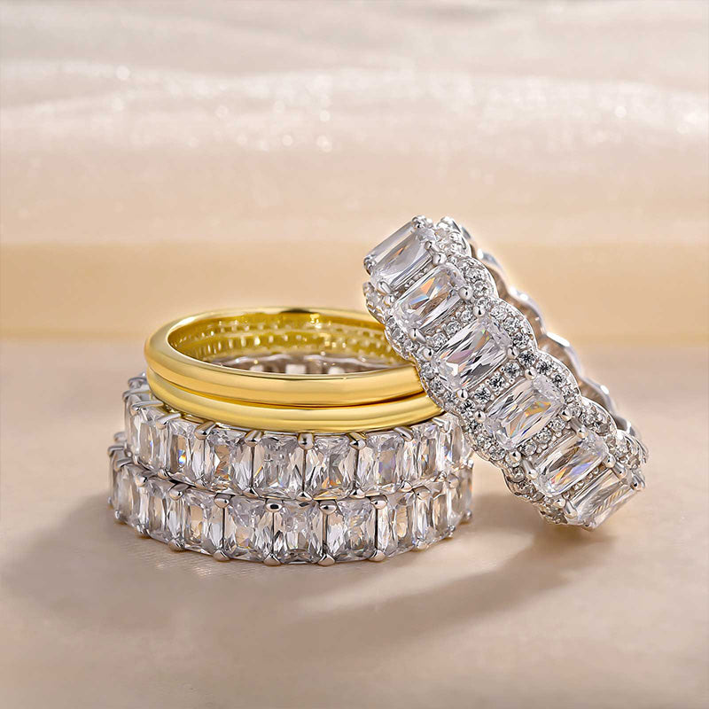 Leona – Three-row sparkling diamond ring.
