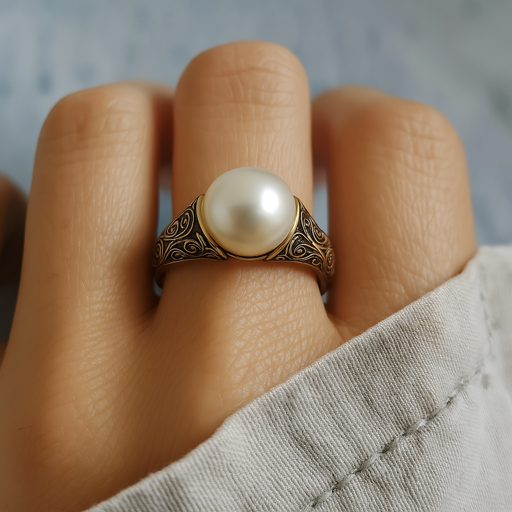 Theresia - Vintage Gold Ring with Pearls
