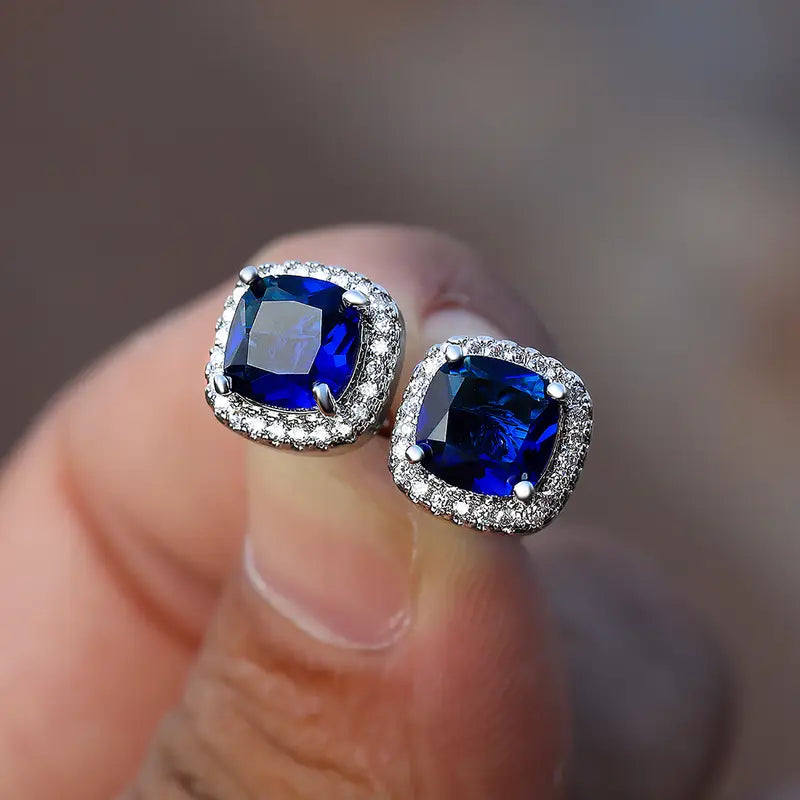 Frieda – Square Sapphire Earrings.