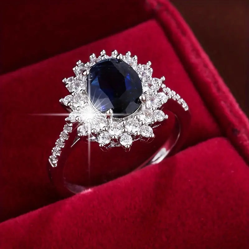 Karolína – Gold-plated ring with floral sapphire.