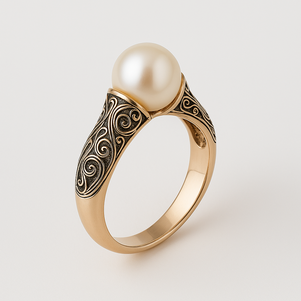 Theresia - Vintage Gold Ring with Pearls