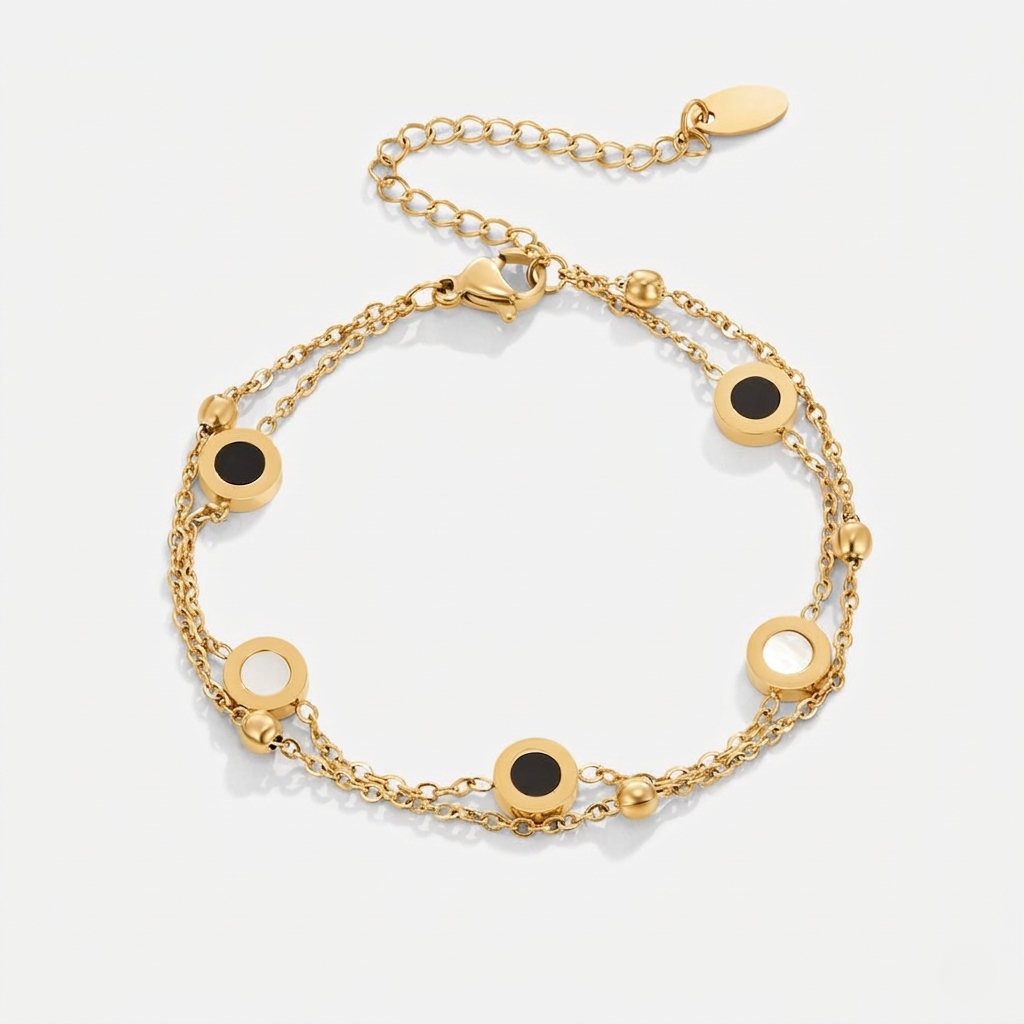 Onyx and white stone bracelet