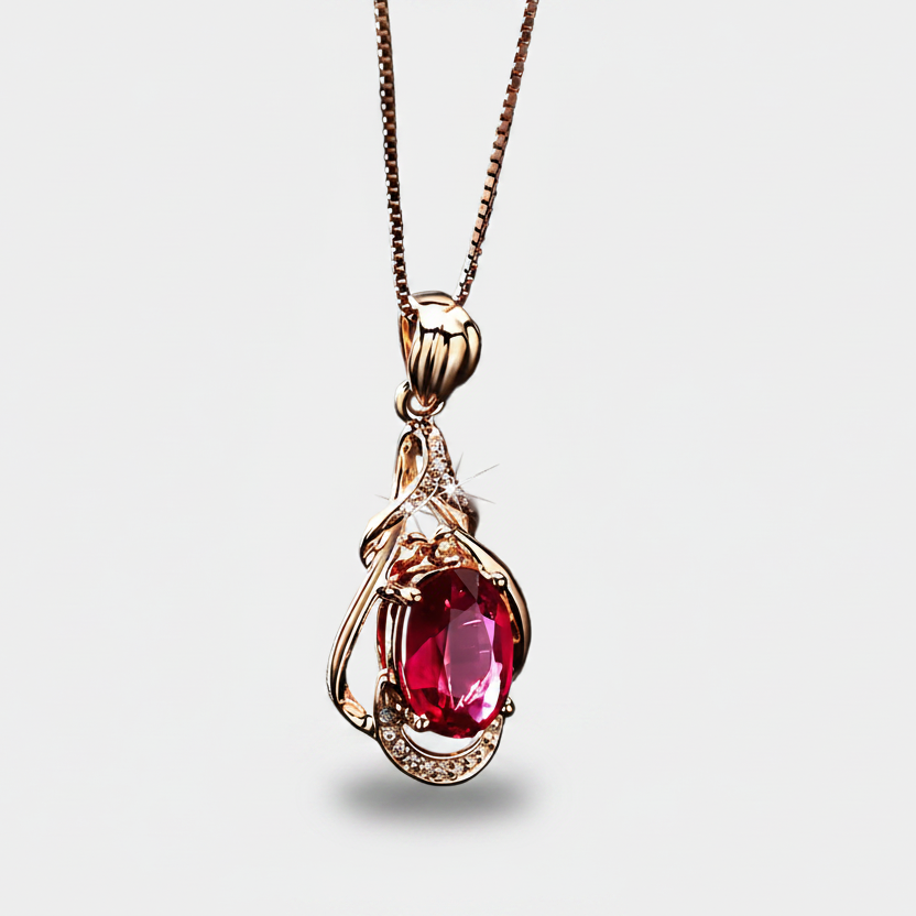 Eva – Ruby and Depth Pendant.