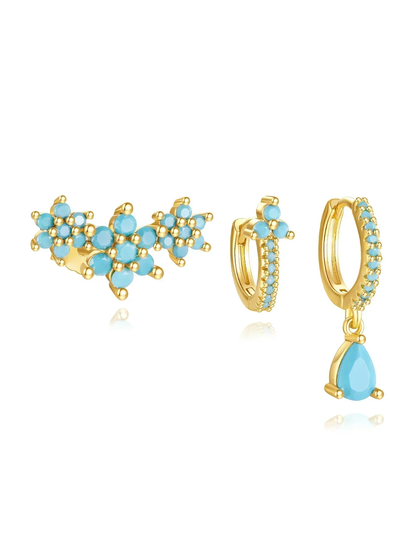 Gold earrings with a modern Victorian-Anne style silhouette.