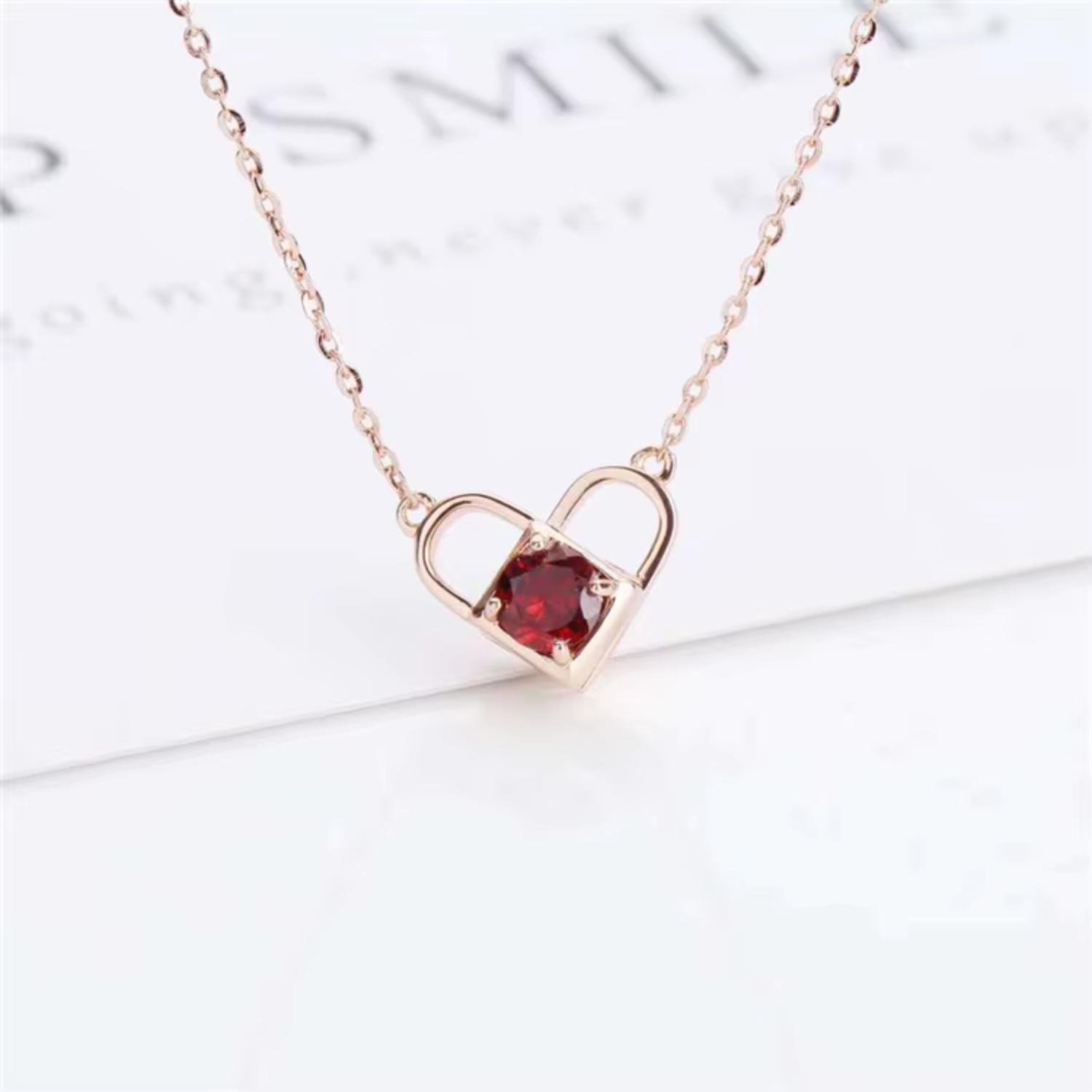Nina – Delicate ruby ​​necklace with two stones.