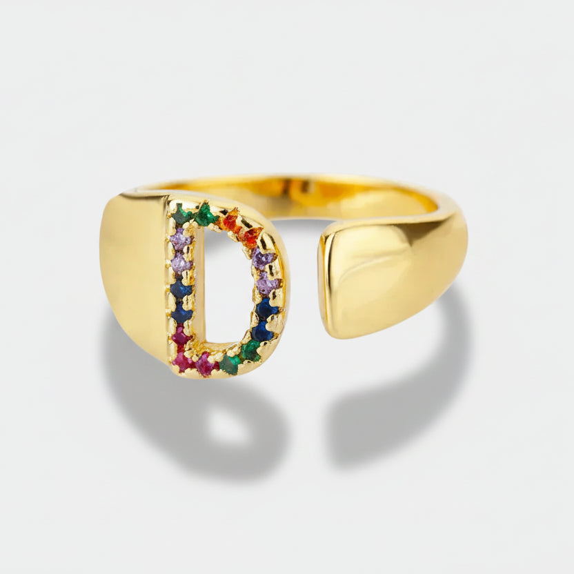 Gold-plated stainless steel ring with initials