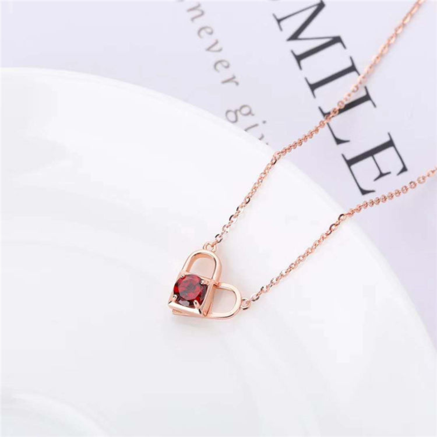 Nina – Delicate ruby ​​necklace with two stones.