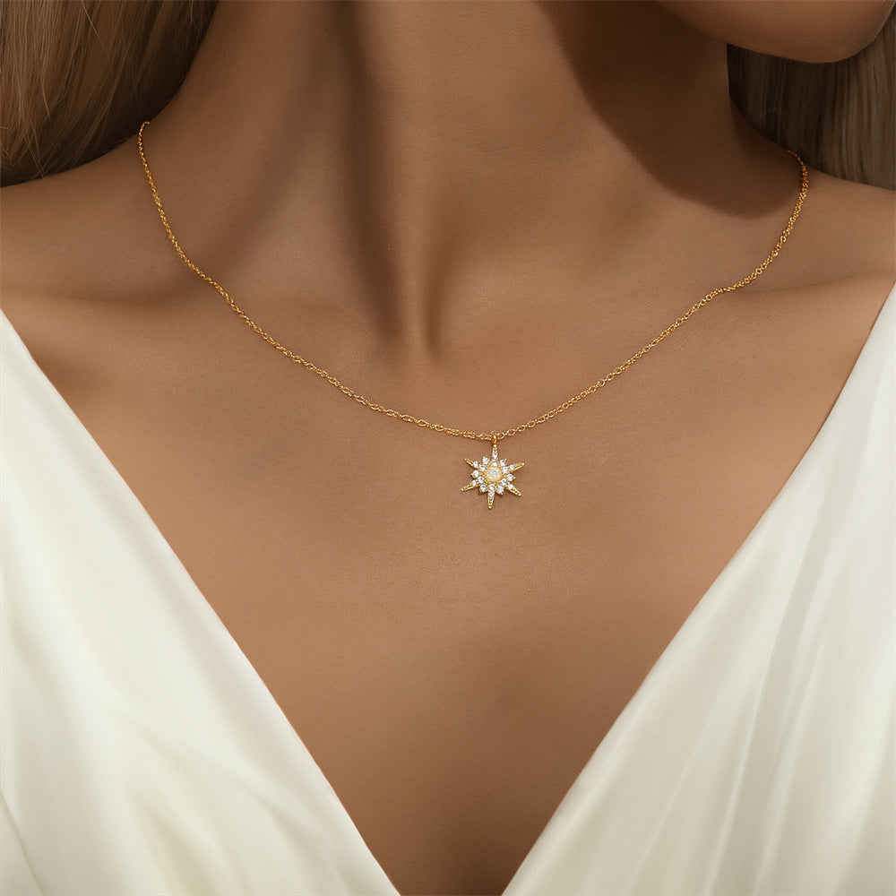 Amálie – Delicata collana in argento con pendente rotondo.