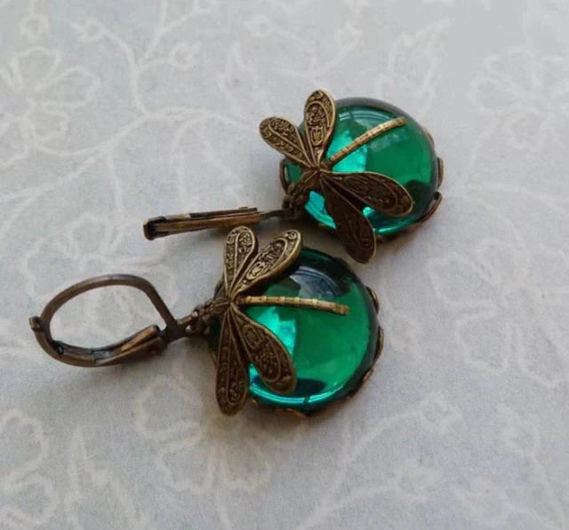 Marie-Sofie - Dragonfly Earrings in Antique Gold