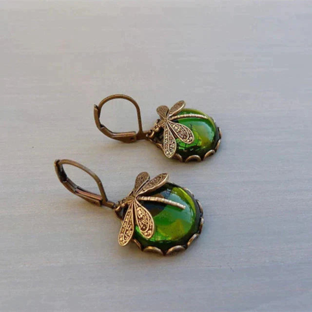 Marie-Sofie - Dragonfly Earrings in Antique Gold