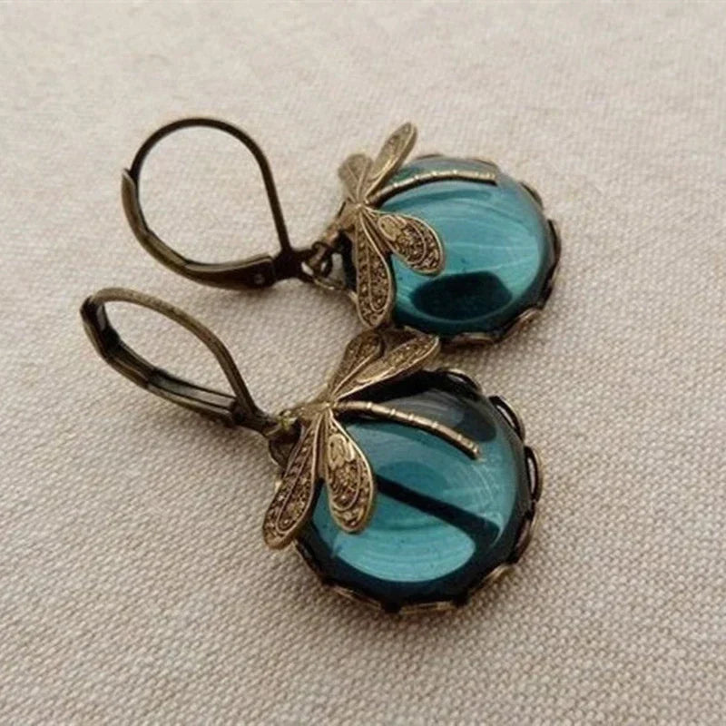Marie-Sofie - Dragonfly Earrings in Antique Gold