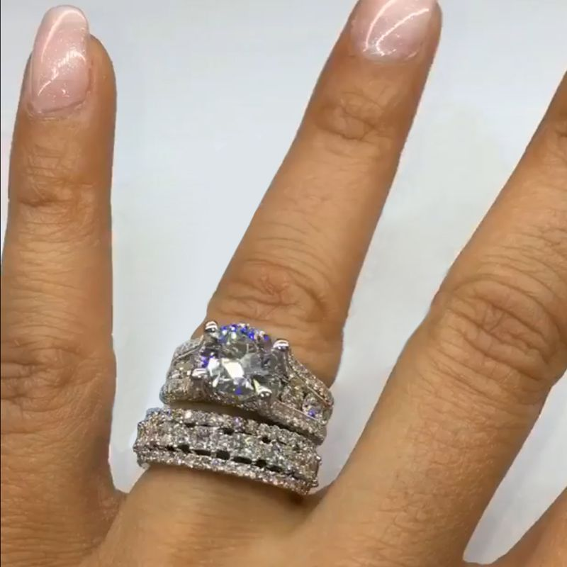 Large diamond ring with a sparkling surface.