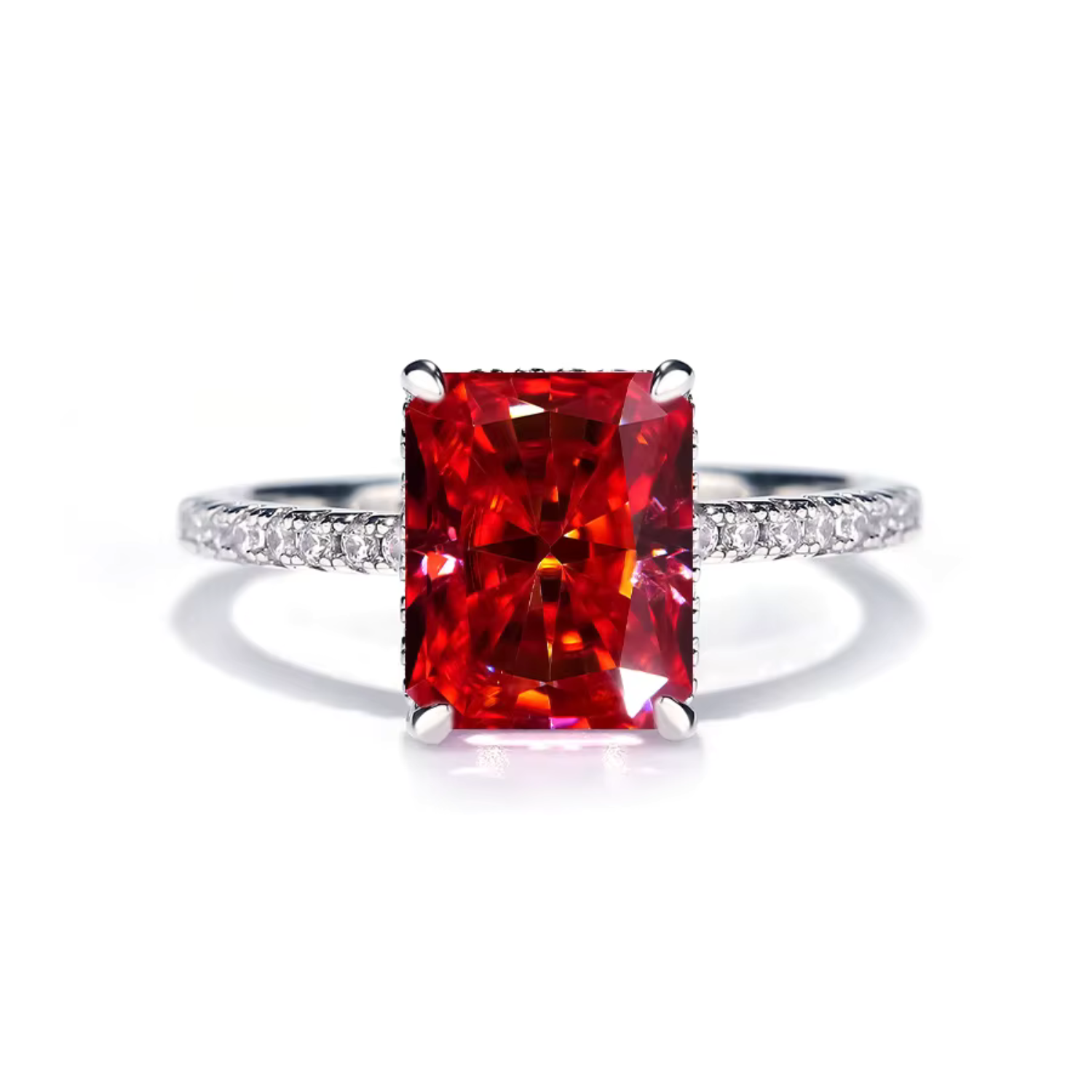Leonora – Square ruby ​​ring with silver setting