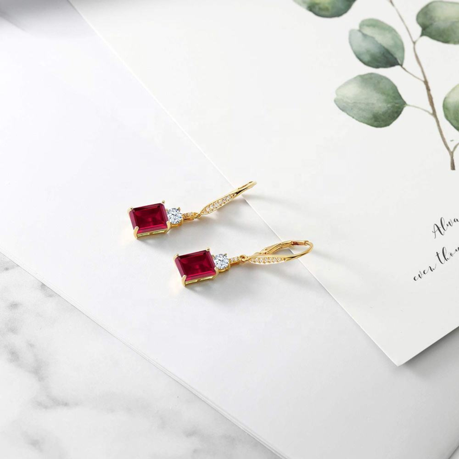 Renáta – Classically designed ruby ​​earrings.