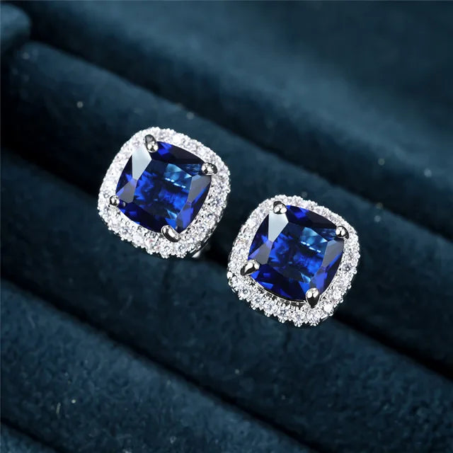 Frieda – Square Sapphire Earrings.