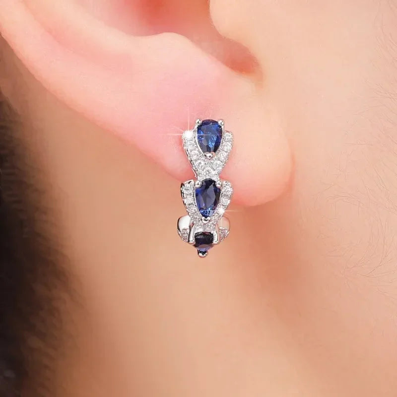 Elisa – Double transition sapphire earrings.
