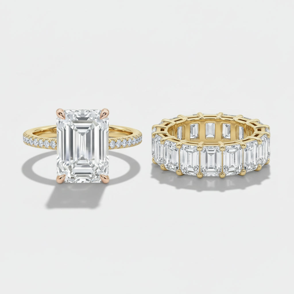 Nadja – Diamond ring with rectangular center.