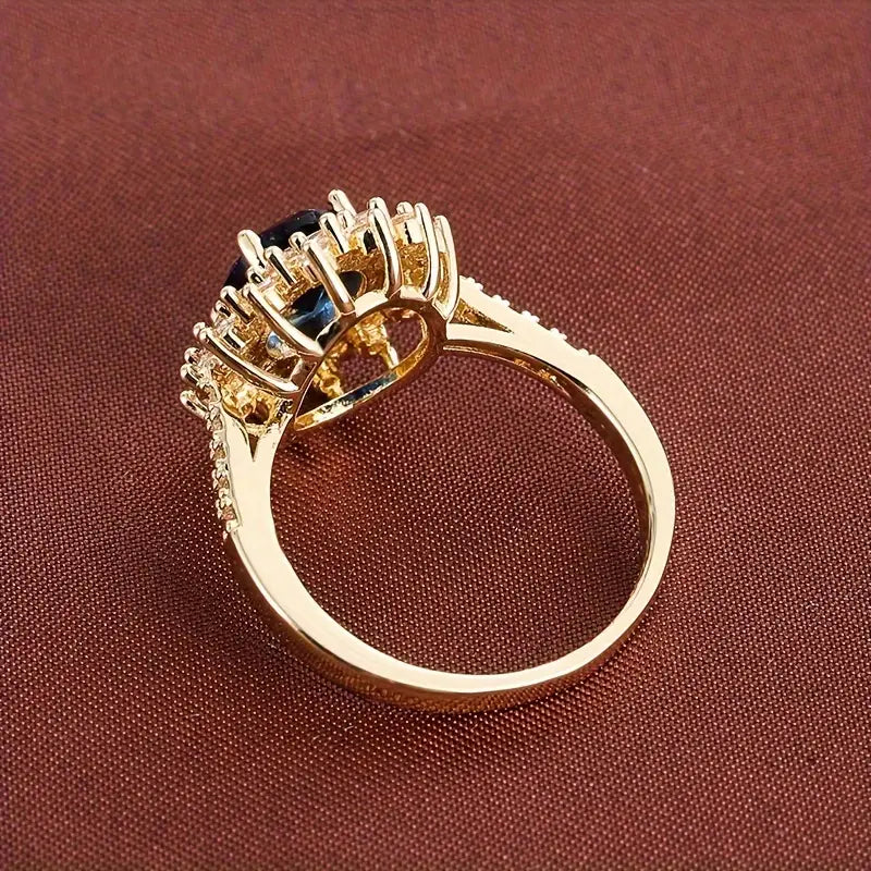 Karolína – Gold-plated ring with floral sapphire.