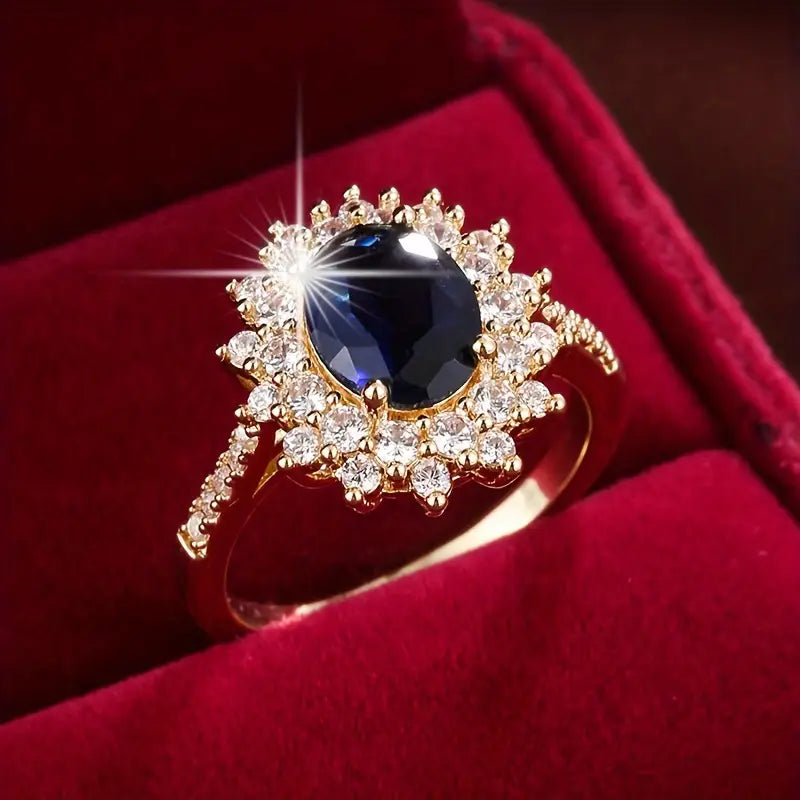 Karolína – Gold-plated ring with floral sapphire.