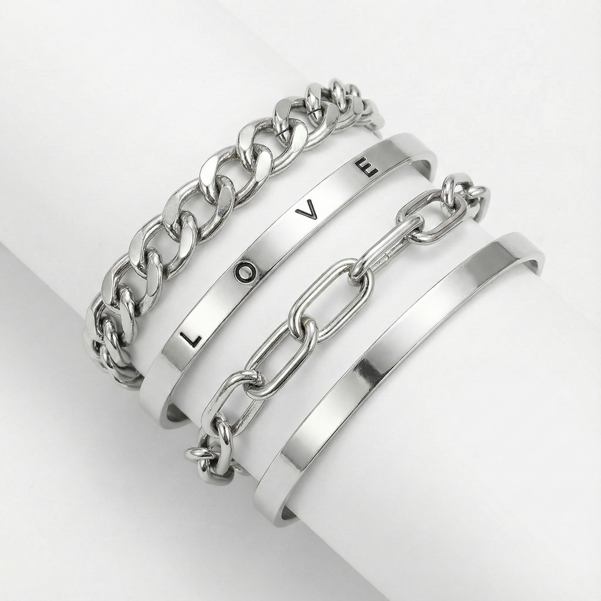 Elan Mercer Bracelet Set | White Gold