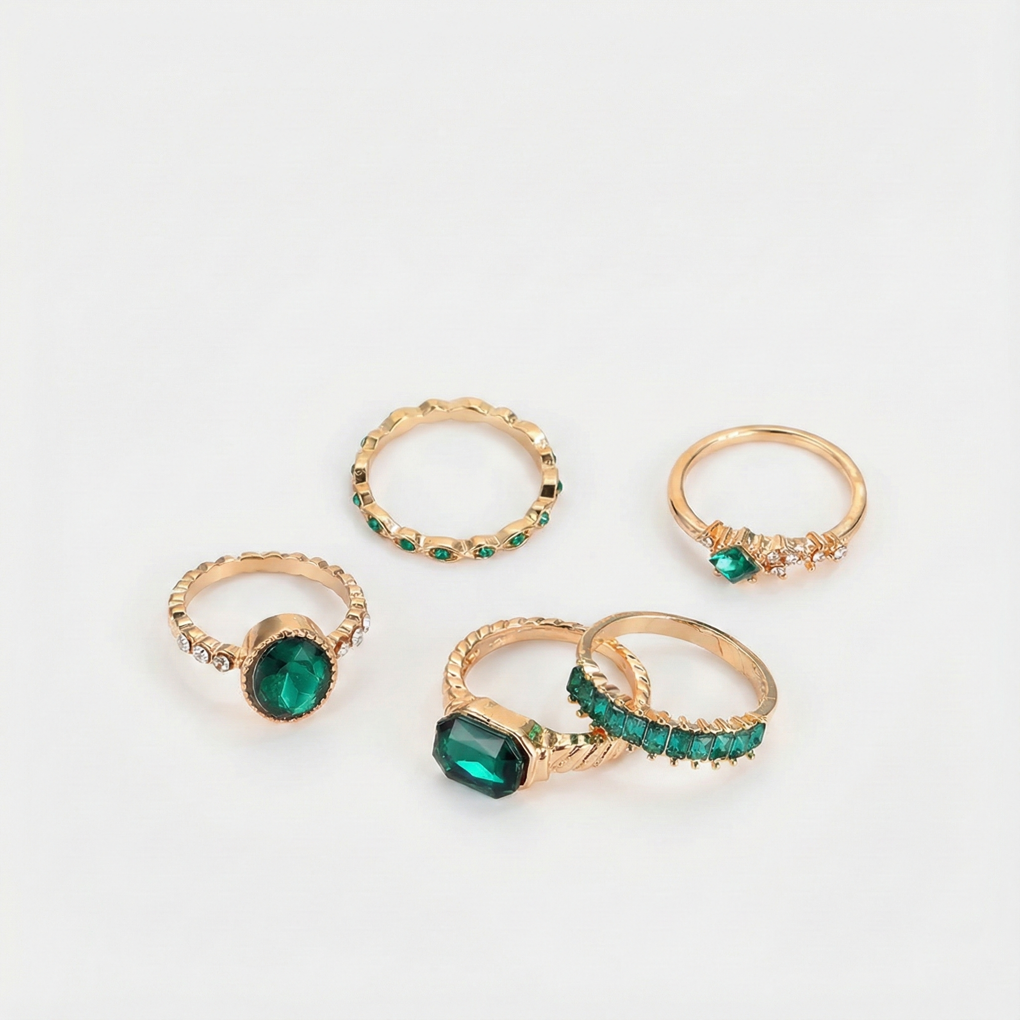Melanie - Exclusive Emerald Ring Set | Gold