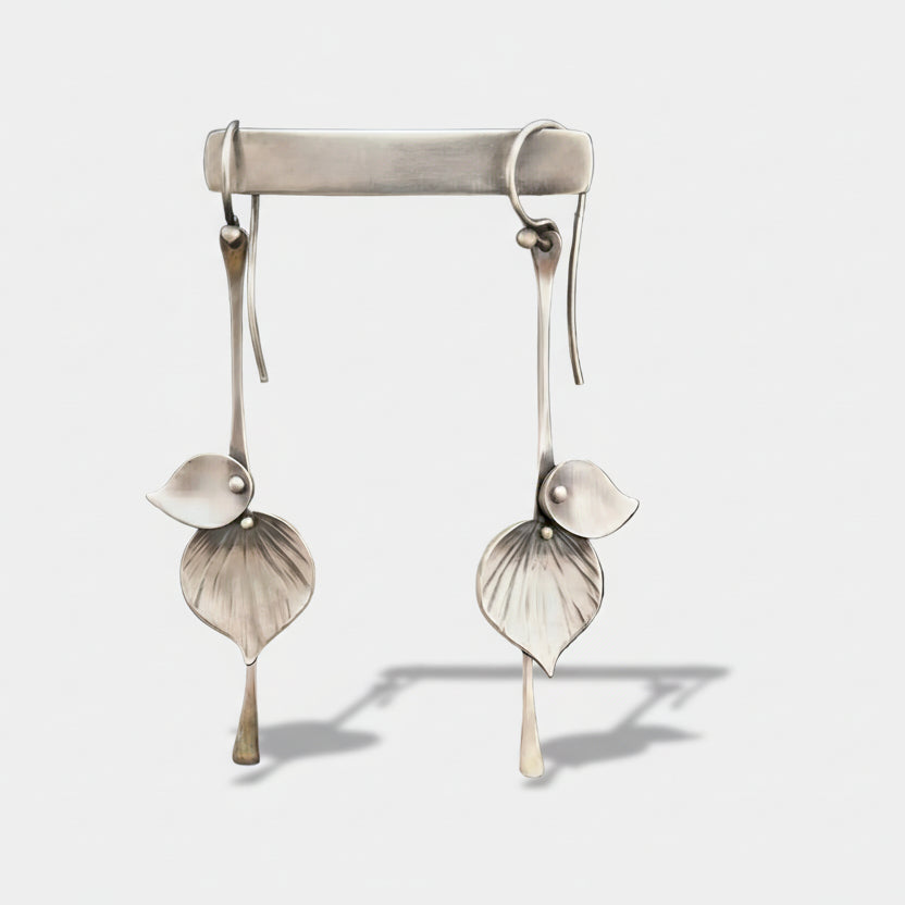 Karin - Orecchini vintage in argento con foglie